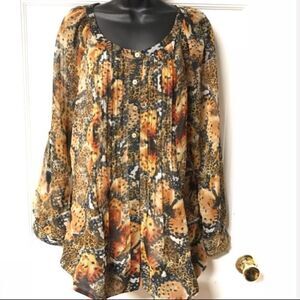 LIKE NEW LEOPARD PRINT TOP WITH POCKETS